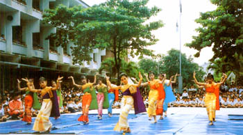 School children perform a traditional dance.